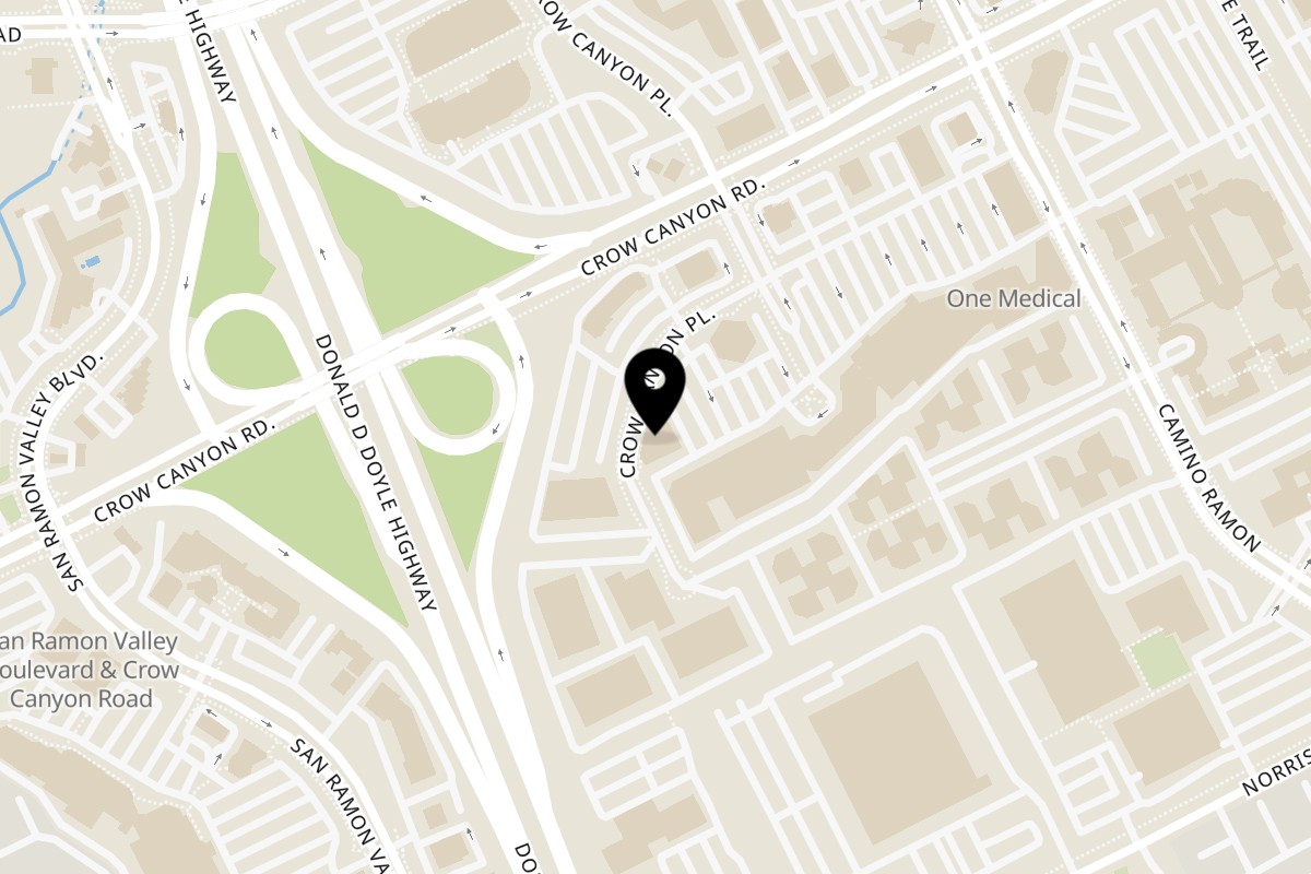 Map showing the location of Primavera Ristorante on 3124 Crow Canyon Pl in San Ramon